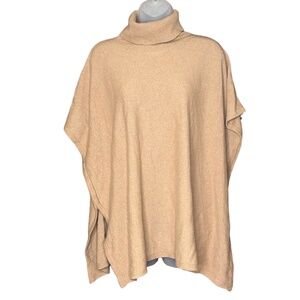 Note Di Anita‎ Poncho Womens One Size Turtleneck Beige Wool Cashmere Knit Italy